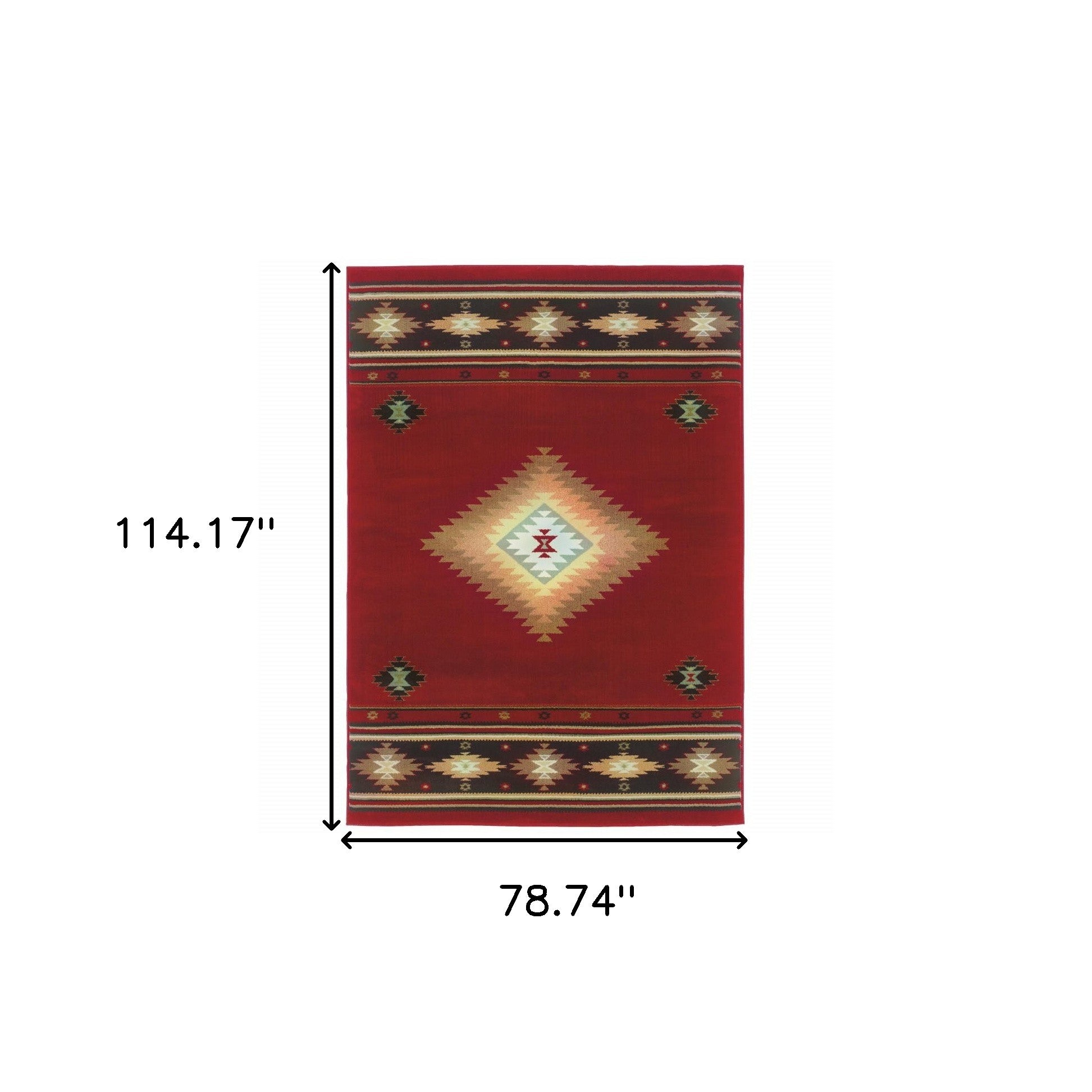 2’ X 3’ Red And Beige Ikat Pattern Scatter Rug