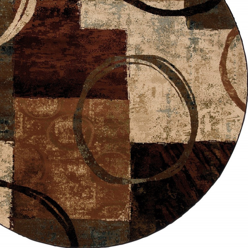 2’ X 8’ Brown And Black Abstract Geometric Runner Rug