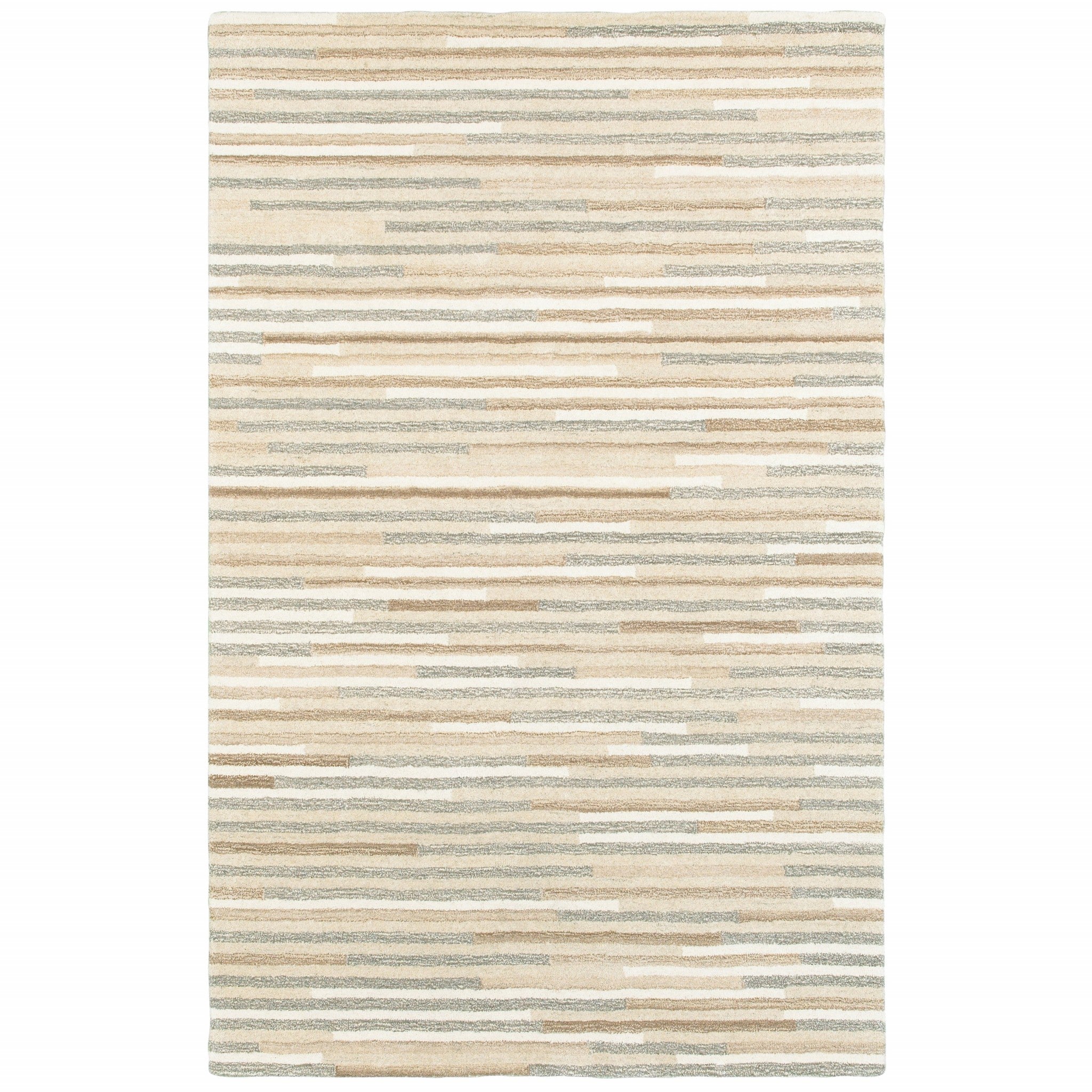 3’ X 8’ Beige And Gray Eclectic Linesrunner Rug