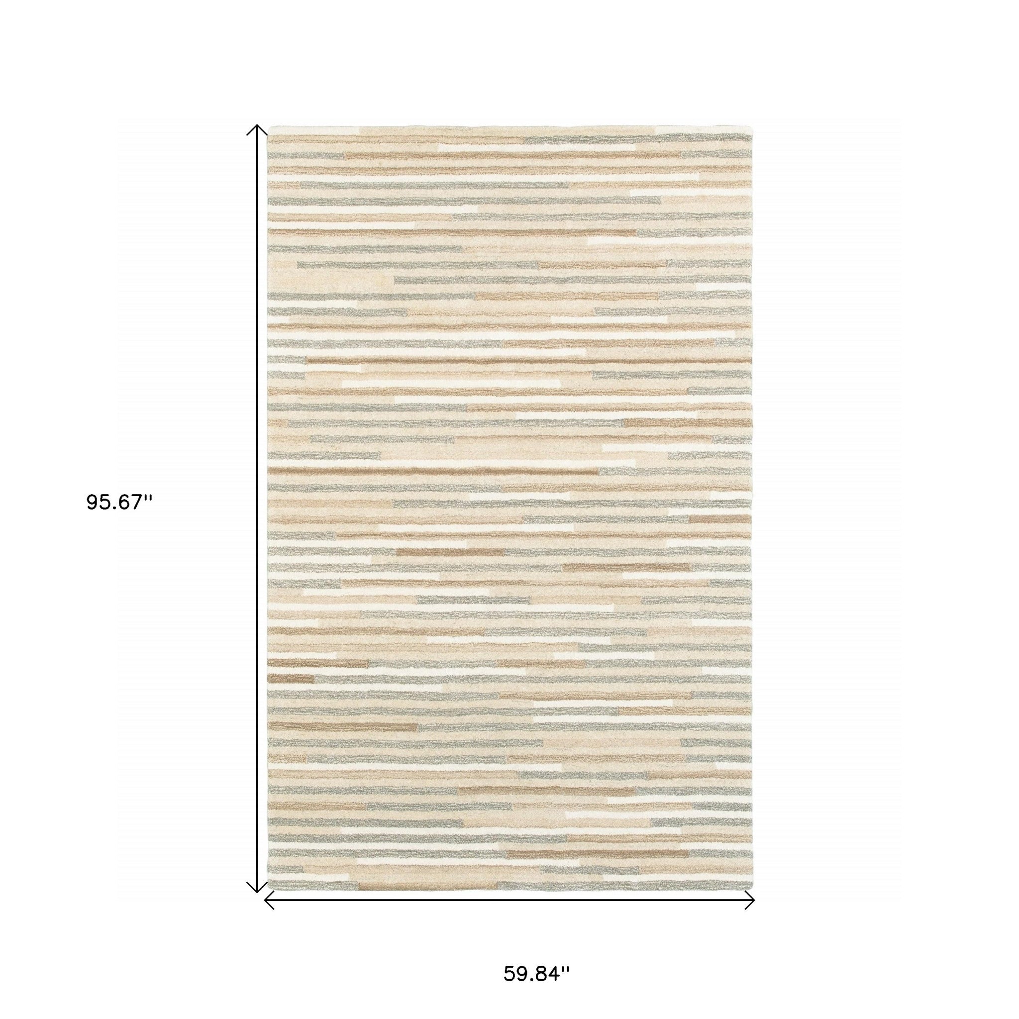 3’ X 8’ Beige And Gray Eclectic Linesrunner Rug