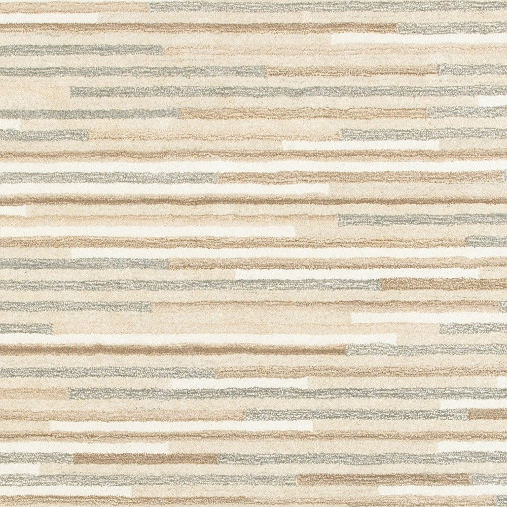 3’ X 8’ Beige And Gray Eclectic Linesrunner Rug