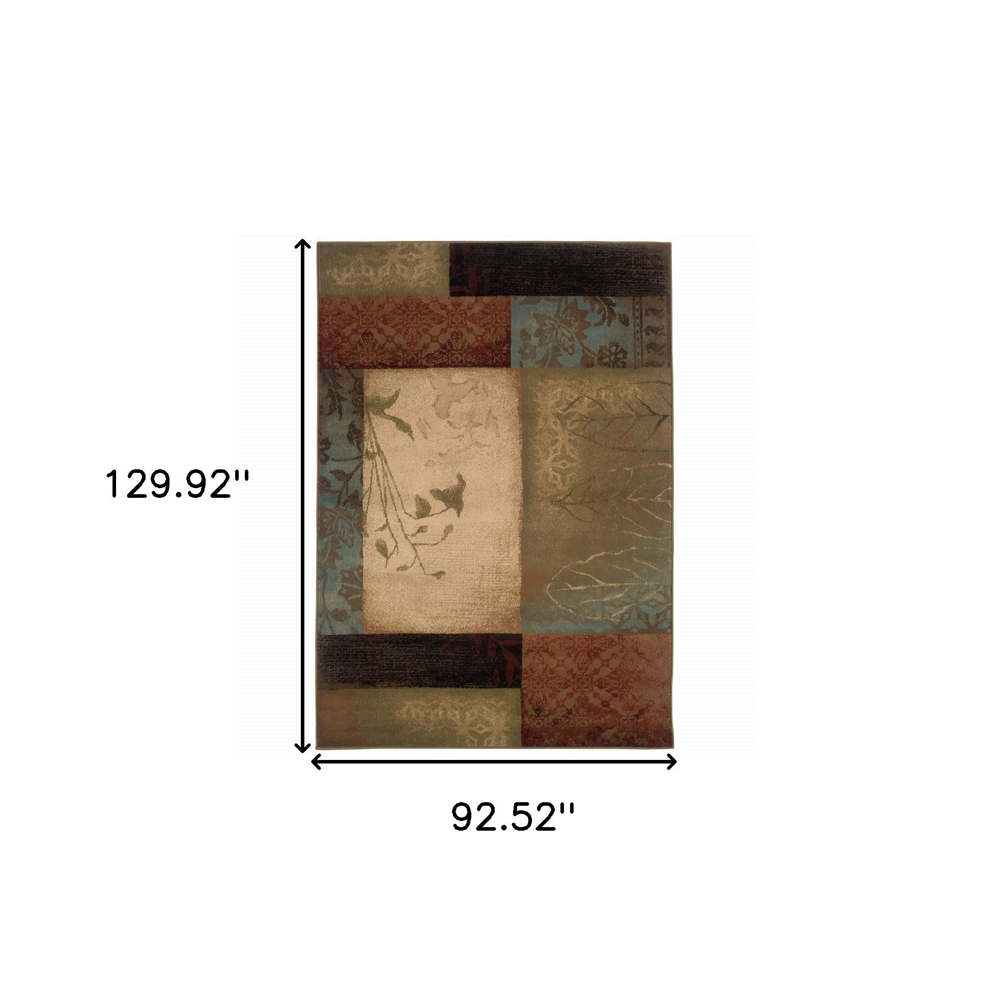 2’ X 3’ Beige And Brown Floral Block Pattern Scatter Rug