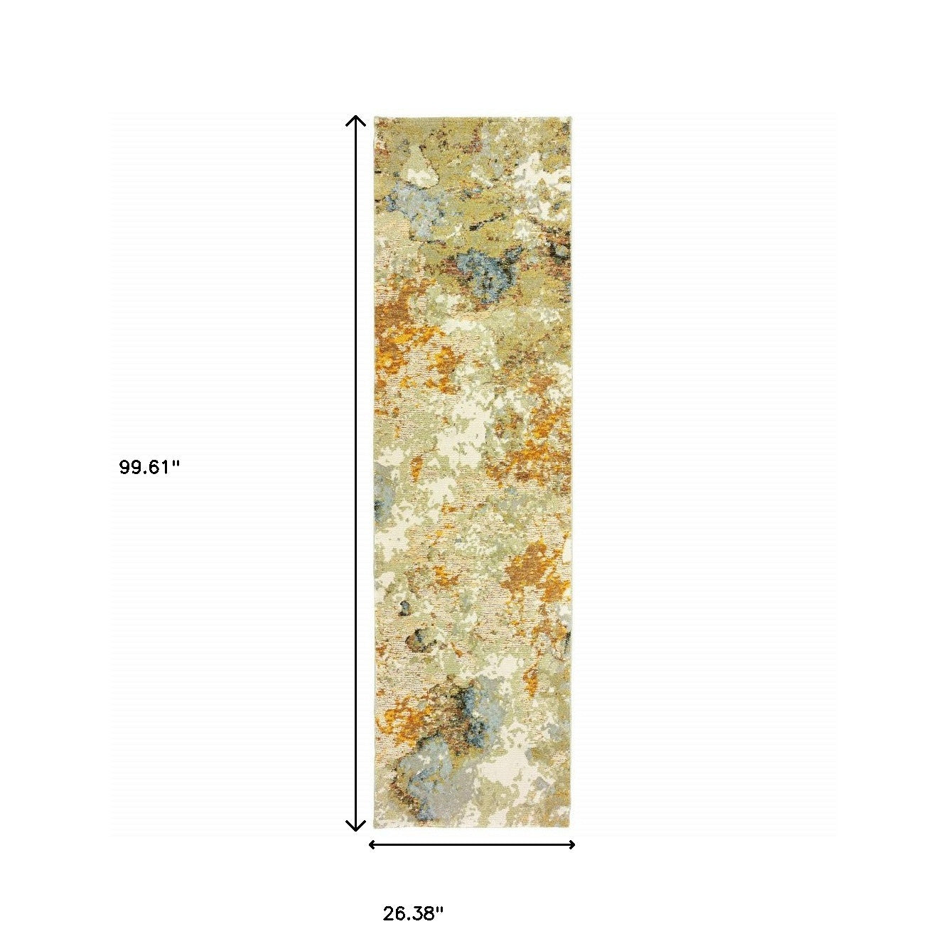 2’ X 8’ Modern Abstract Gold And Beige Indoor Runner Rug