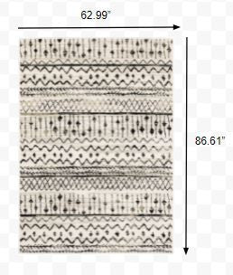 2’ X 8’ Ivory And Black Eclectic Patterns Indoor Runner Rug