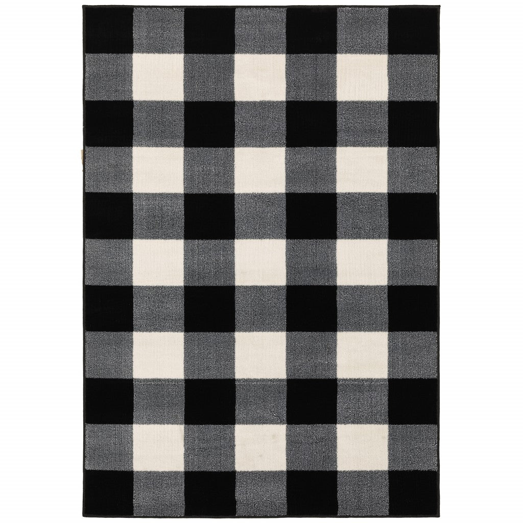 8’ X 10’ Monochromatic Gingham Pattern Indoor Area Rug