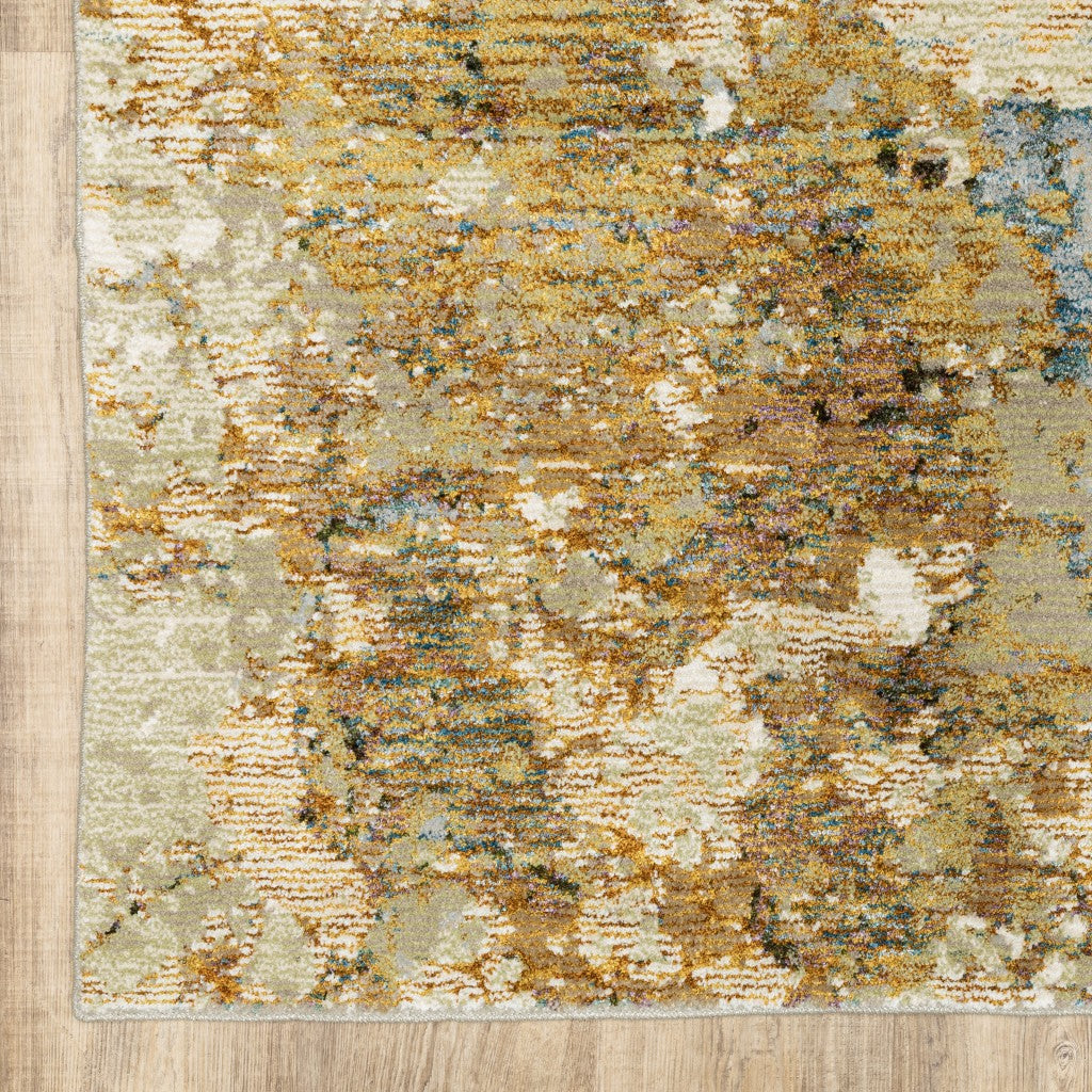 2’ X 8’ Modern Abstract Gold And Beige Indoor Runner Rug