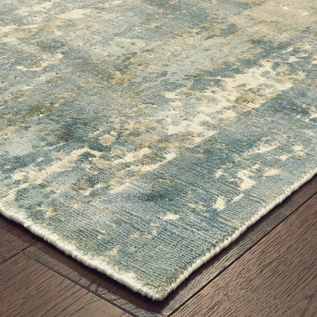 3’ X 10’ Blue And Gray Abstract Splash Indoor Runner Rug