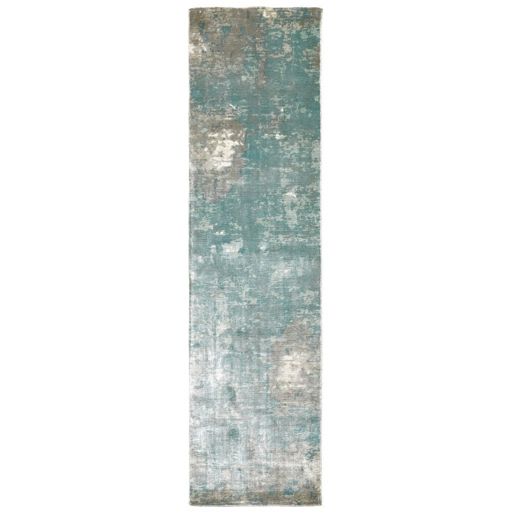 6’ X 9’ Blue And Gray Abstract Pattern Indoor Area Rug