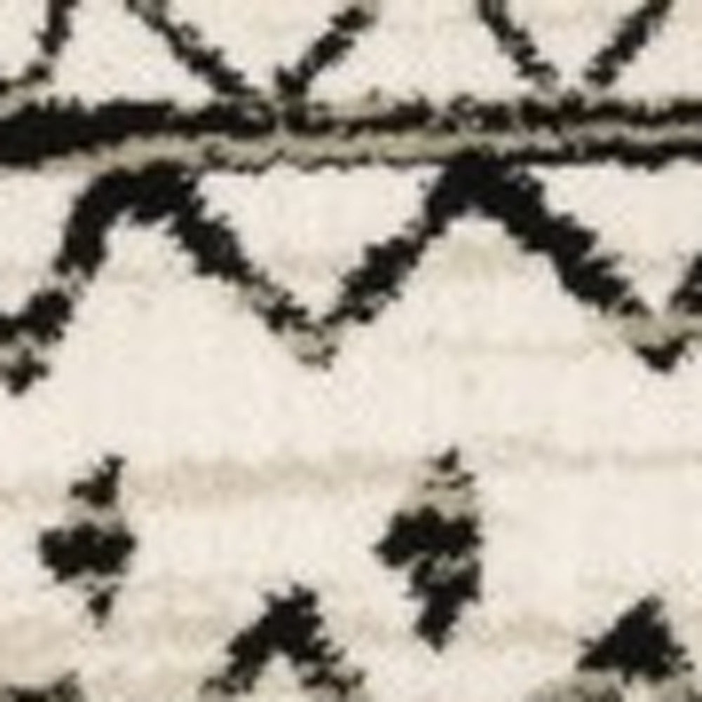 2’ X 8’ Ivory And Black Eclectic Patterns Indoor Runner Rug