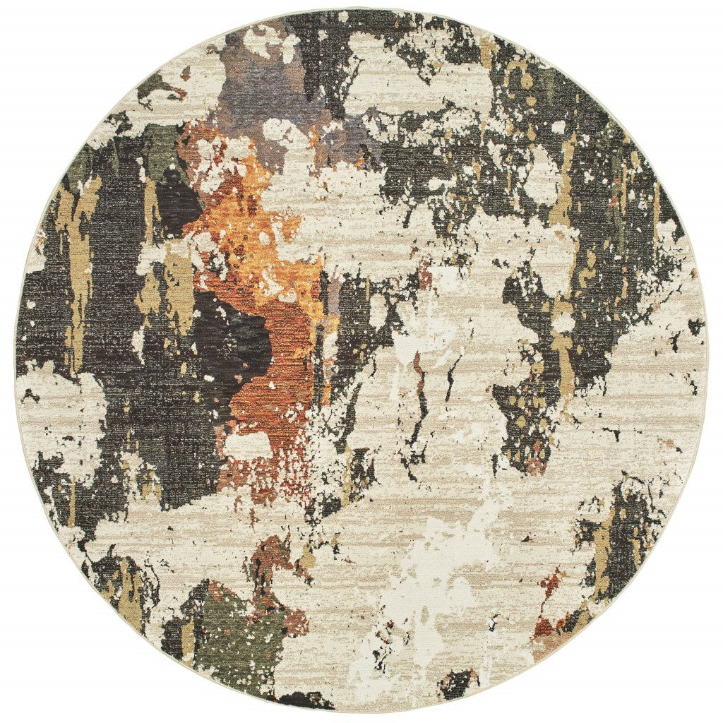 2’ X 3’ Abstract Weathered Beige And Gray Indoor Scatter Rug