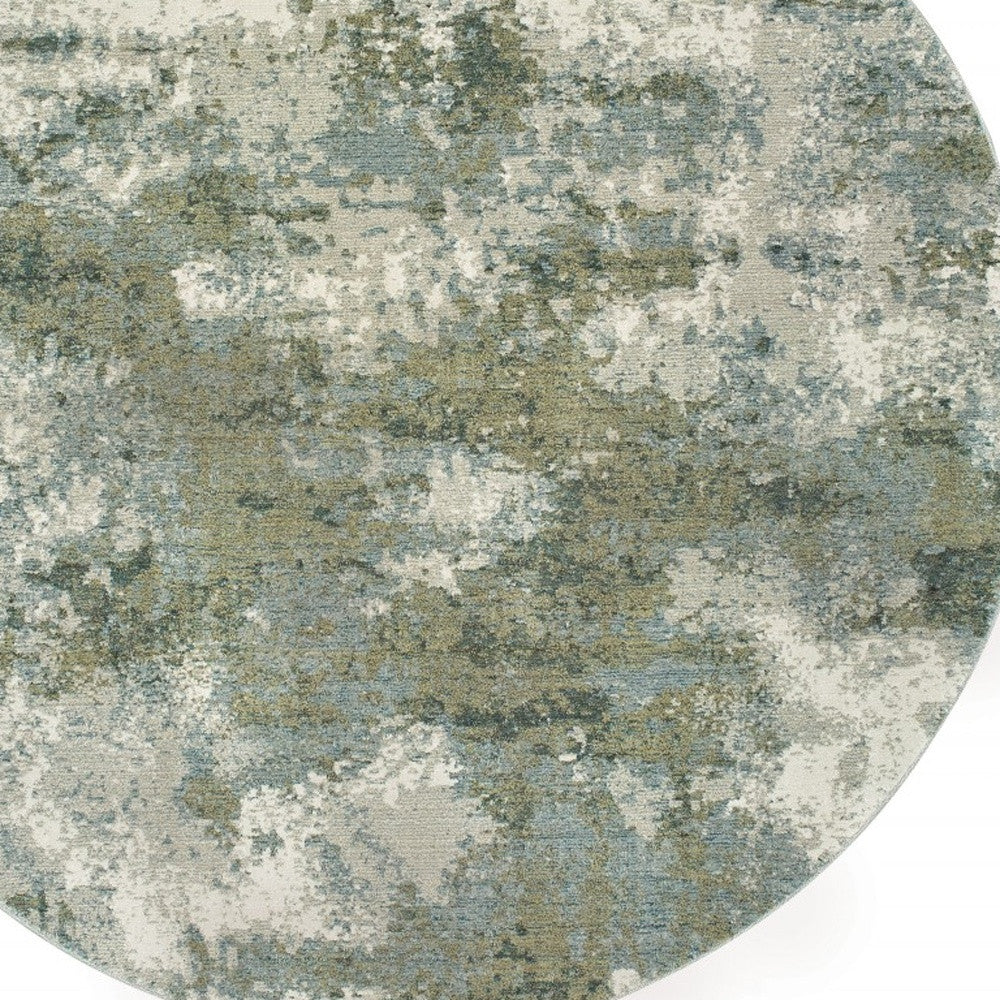 2’ X 8’ Blue And Sage Distressed Waves Indoor Runner Rug