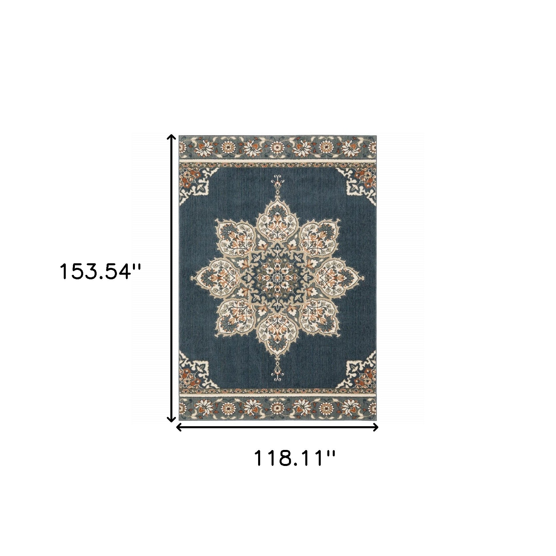 2’ X 7’ Blue And Beige Floral Medallion Indoor Runner Rug