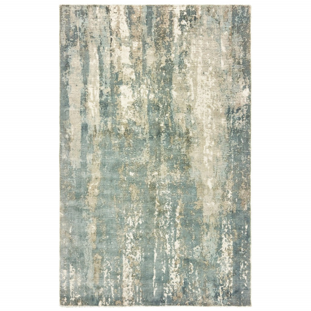 3’ X 10’ Blue And Gray Abstract Splash Indoor Runner Rug