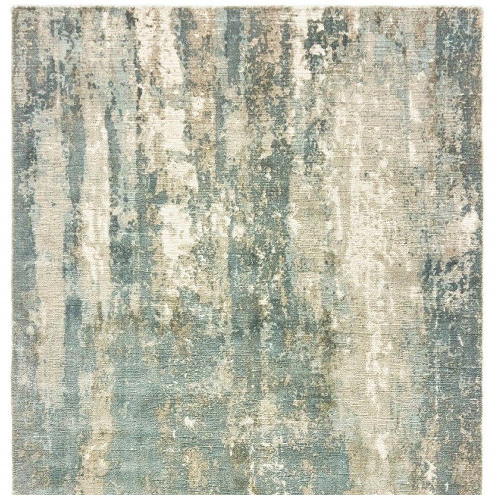 3’ X 10’ Blue And Gray Abstract Splash Indoor Runner Rug