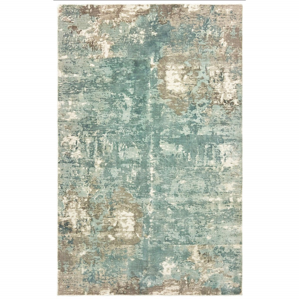 6’ X 9’ Blue And Gray Abstract Pattern Indoor Area Rug