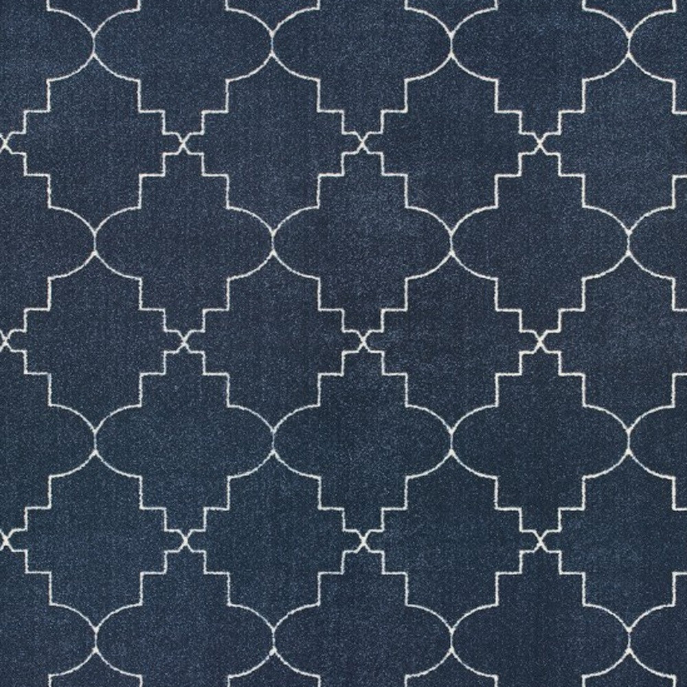 2’ X 8’ Blue And Ivory Trellis Indoor Runner Rug