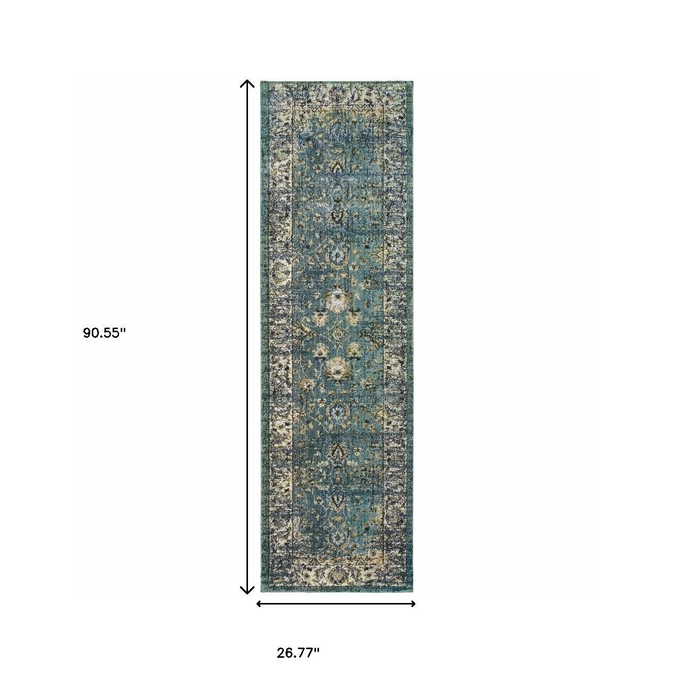 4’ X 6’ Peacock Blue And Ivory Indoor Area Rug