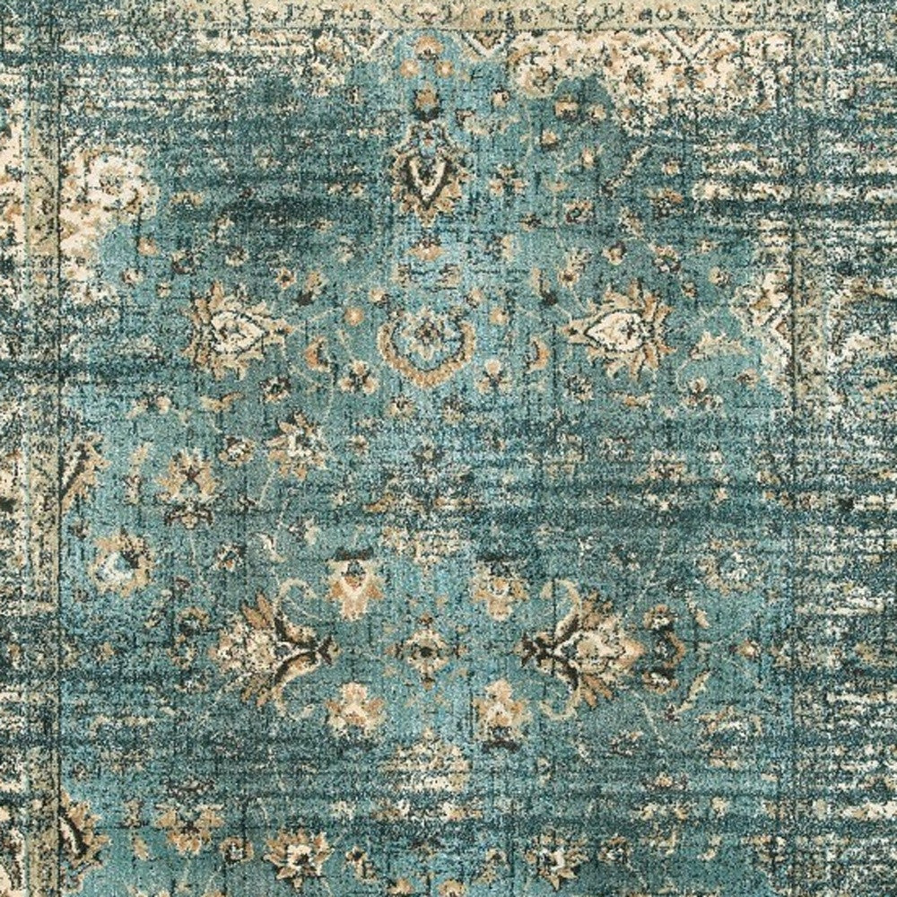 4’ X 6’ Peacock Blue And Ivory Indoor Area Rug