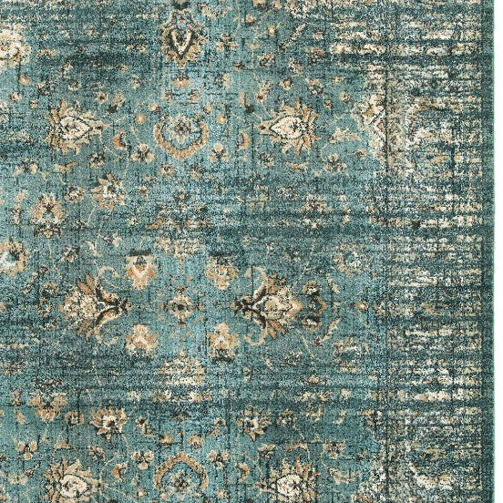 4’ X 6’ Peacock Blue And Ivory Indoor Area Rug