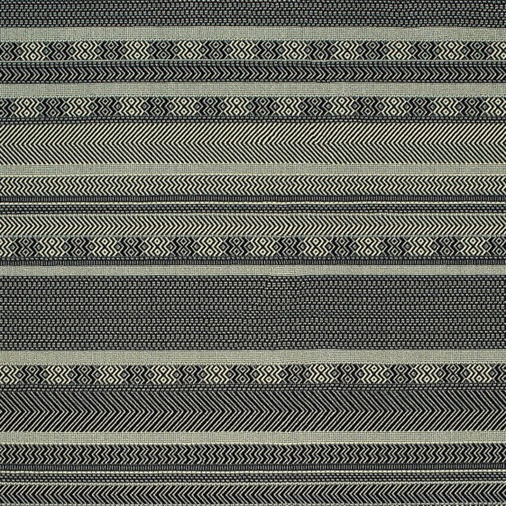 8' Black Ivory Machine Woven Geometric Indoor Runner Rug