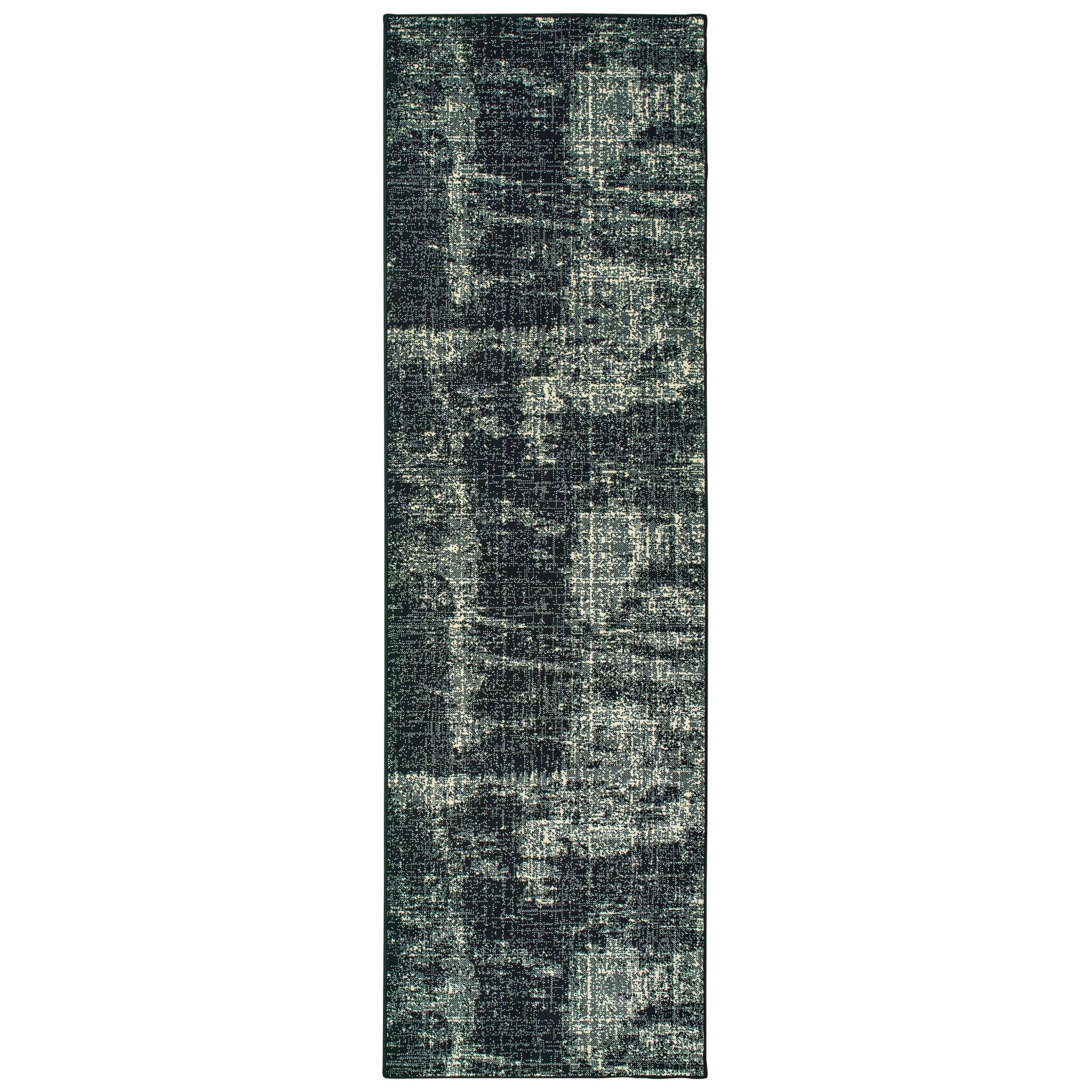 6' X 9' Black Ivory Machine Woven Abstract Indoor Area Rug