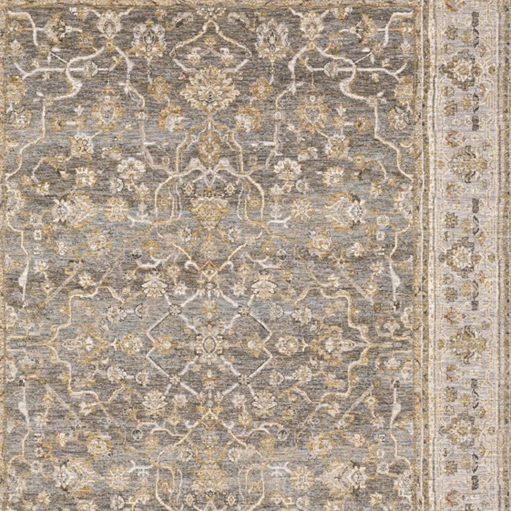 5' X 8' Beige Grey Machine Woven Oriental Indoor Arean Rug