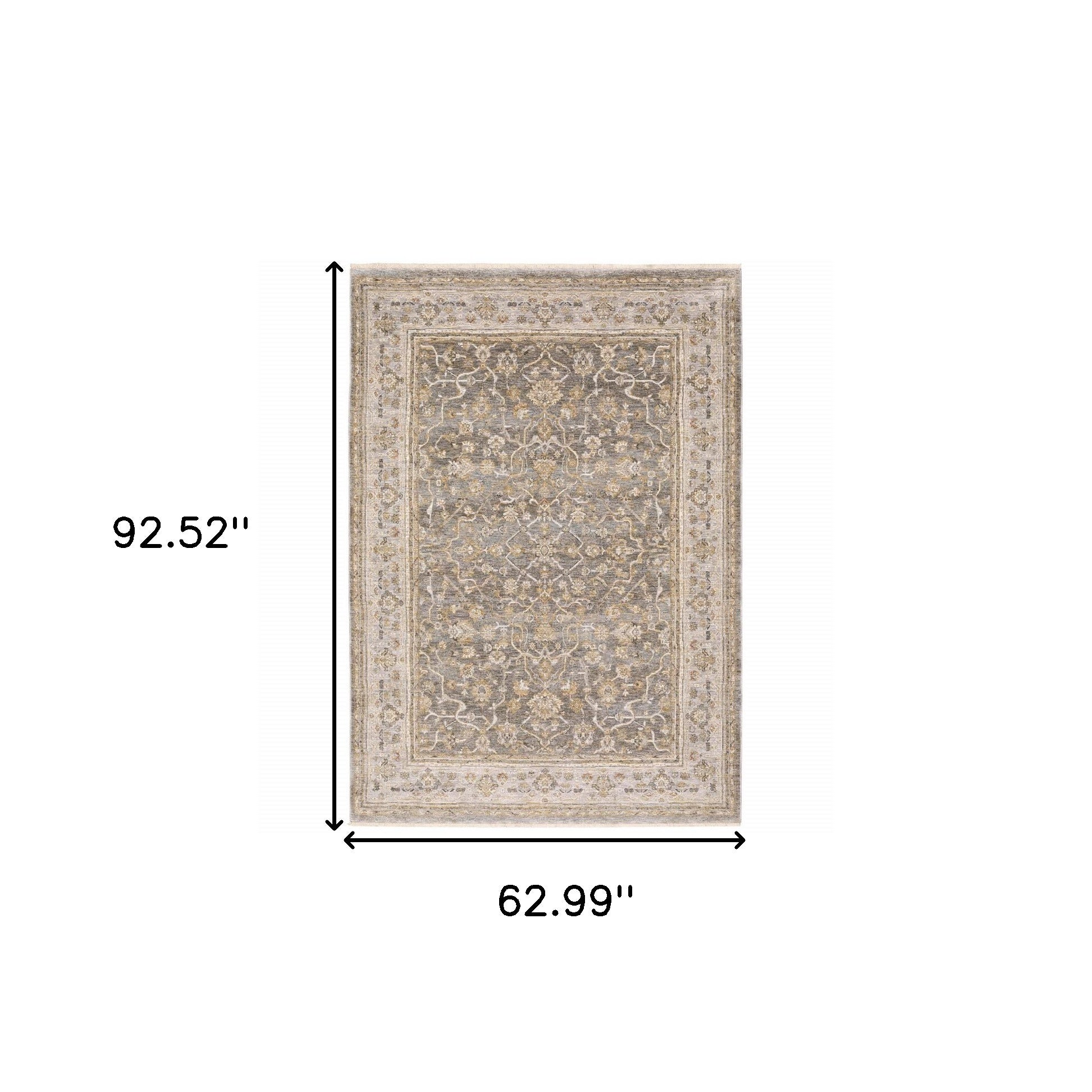 5' X 8' Beige Grey Machine Woven Oriental Indoor Arean Rug