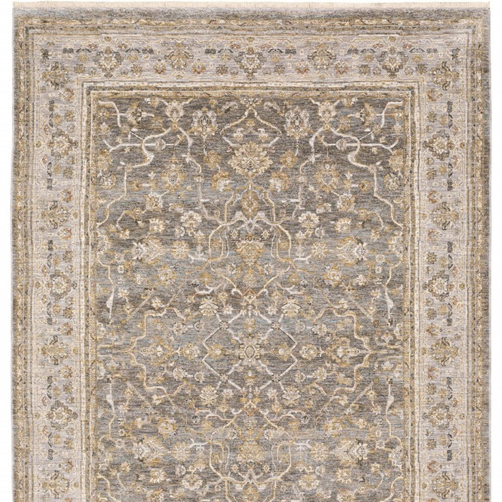 7' X 10' Beige Grey Machine Woven Oriental Indoor Arean Rug