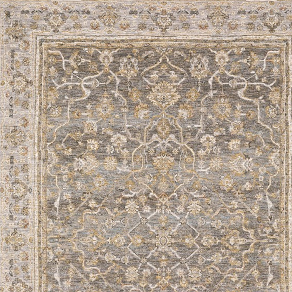 5' X 8' Beige Grey Machine Woven Oriental Indoor Arean Rug