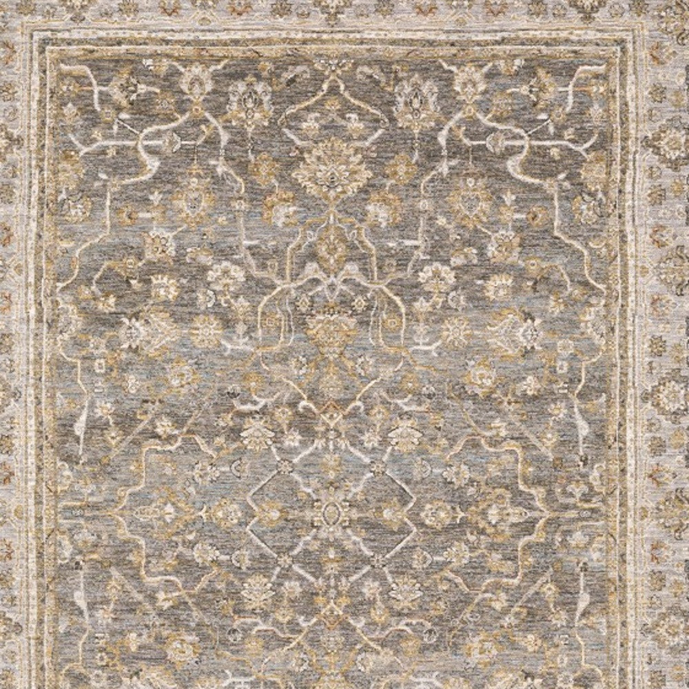 7' X 10' Beige Grey Machine Woven Oriental Indoor Arean Rug