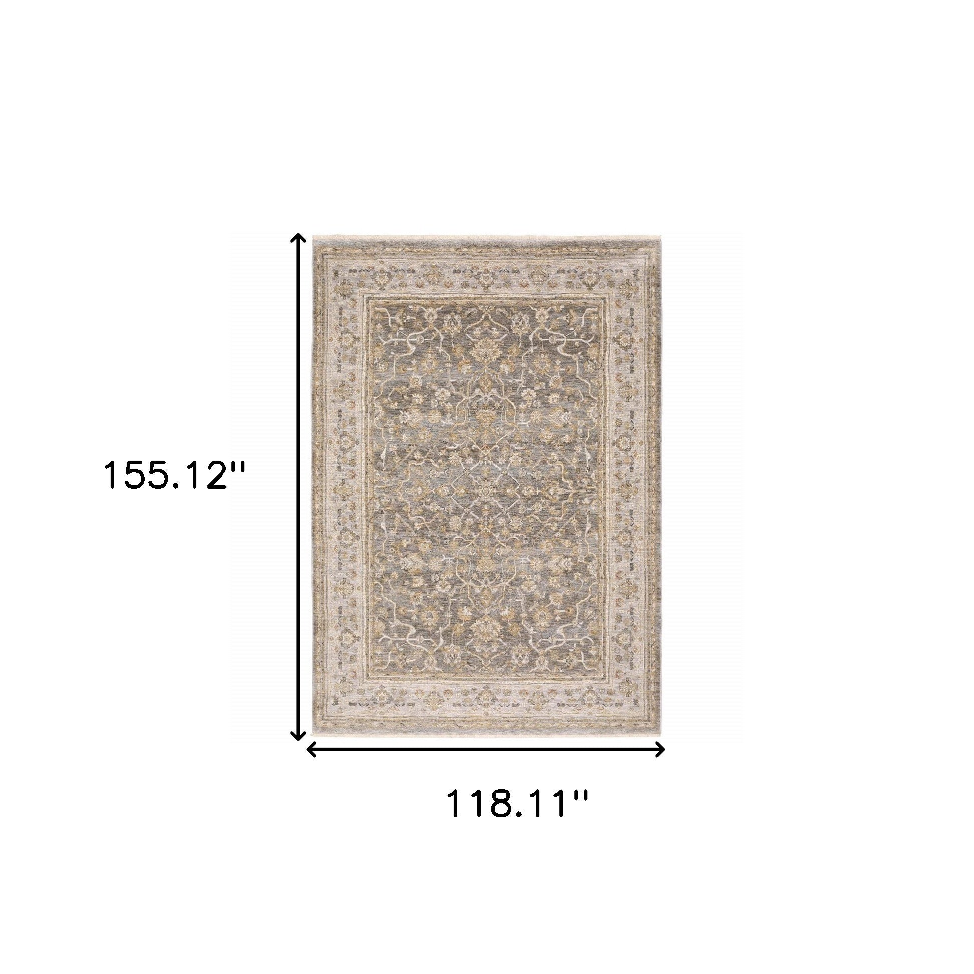 5' X 8' Beige Grey Machine Woven Oriental Indoor Arean Rug