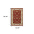 3' X 6' Red Ivory Machine Woven Floral Oriental Indoor Area Rug