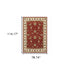 6' X 9' Red Ivory Machine Woven Floral Oriental Indoor Area Rug