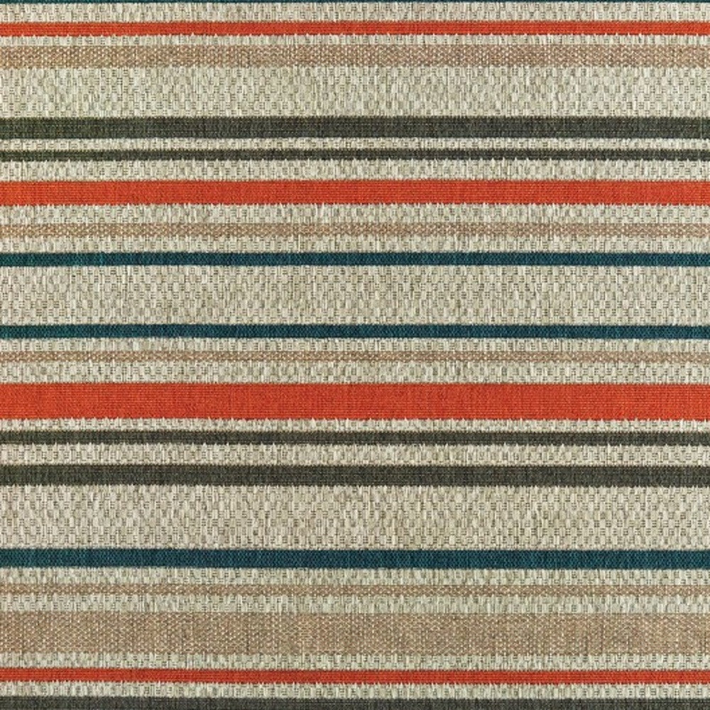 2' X 8' Blue and Gray Striped Indoor Outdoor Area Rug