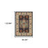 7' X 10' Blue Ivory Machine Woven Medallion Indoor Area Rug