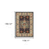 2' X 3' Blue Ivory Machine Woven Medallion Indoor Area Rug