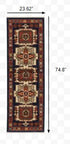 2' X 3' Red Blue Machine Woven Oriental Indoor Area Rug