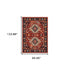 2' X 3' Red Blue Machine Woven Oriental Indoor Area Rug