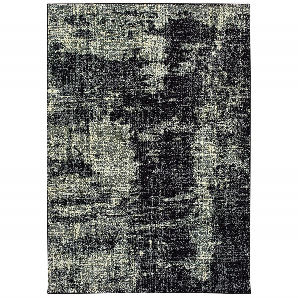 6' X 9' Black Ivory Machine Woven Abstract Indoor Area Rug