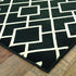 8' Black Ivory Machine Woven Geometric Diamonds Indoor Runner Rug