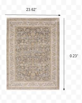 5' X 8' Beige Grey Machine Woven Oriental Indoor Arean Rug