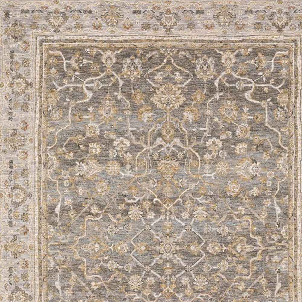 5' X 8' Beige Grey Machine Woven Oriental Indoor Arean Rug