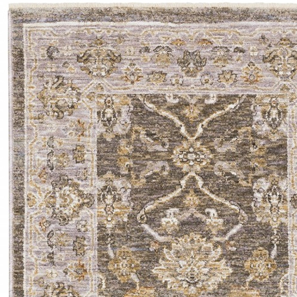 7' X 10' Beige Grey Machine Woven Oriental Indoor Arean Rug