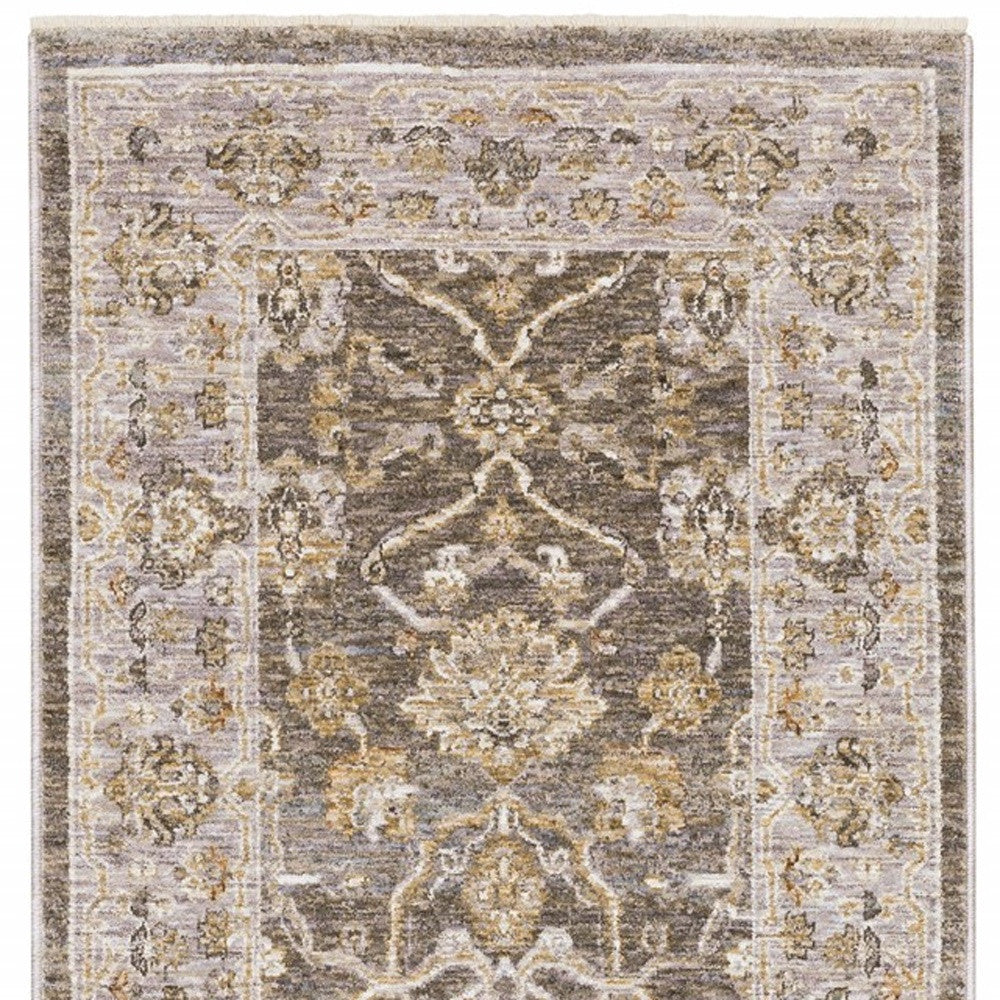 5' X 8' Beige Grey Machine Woven Oriental Indoor Arean Rug