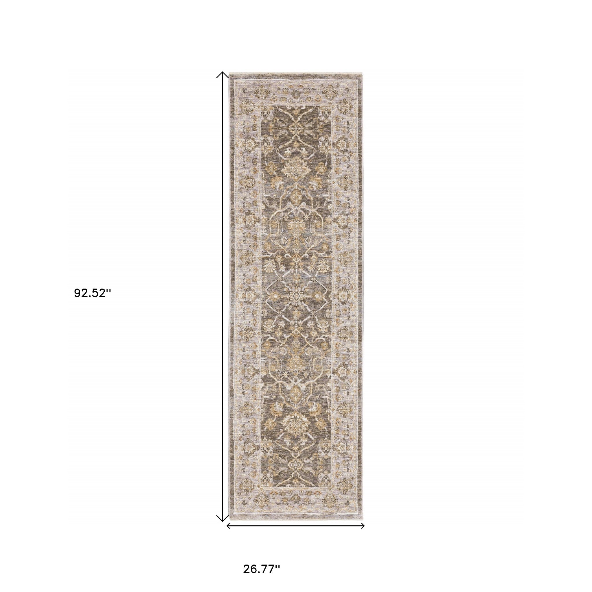 7' X 10' Beige Grey Machine Woven Oriental Indoor Arean Rug