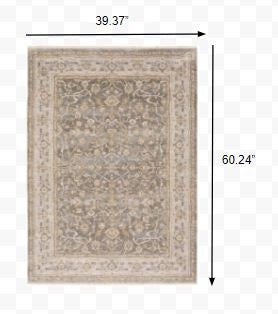 5' X 8' Beige Grey Machine Woven Oriental Indoor Arean Rug