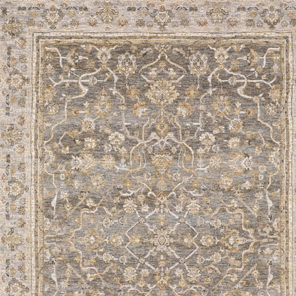 5' X 8' Beige Grey Machine Woven Oriental Indoor Arean Rug