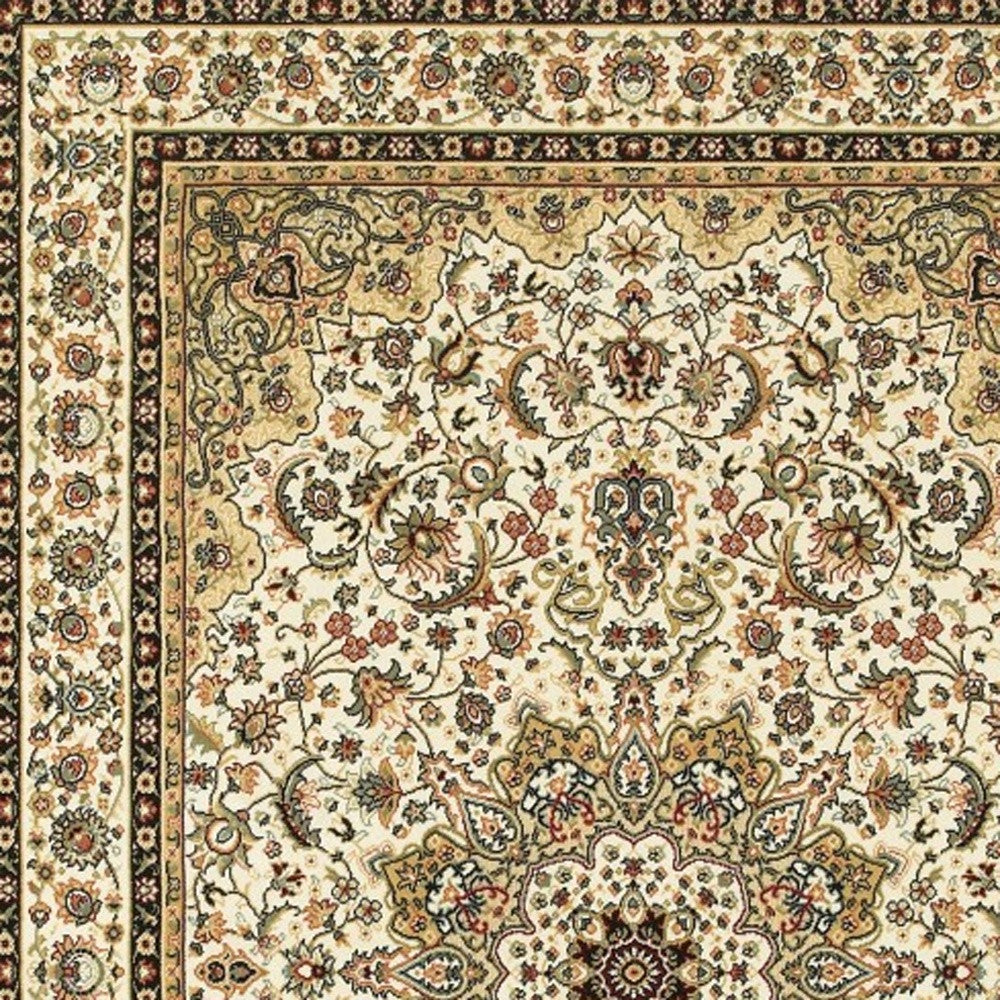 1' X 3' Ivory Beige Machine Woven Oriental Indoor Area Rug