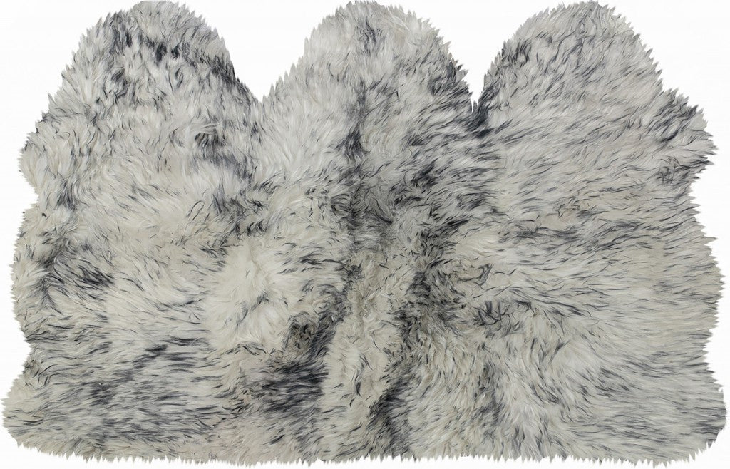 3' X 5' Gray Ombre Natural Sheepskin Area Rug