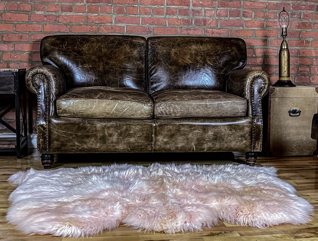 3' X 5' Pink Natural Sheepskin Area Rug